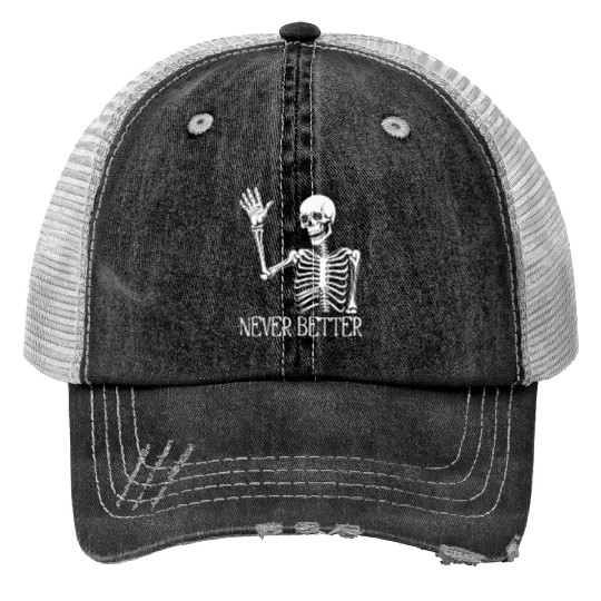 Funny Halloween Skull Print Trucker Hats | Sarcastic Dead Inside