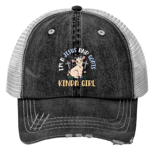 Goat Lover Kid Ranch Wool Farm Animal Farming Print Trucker Hats