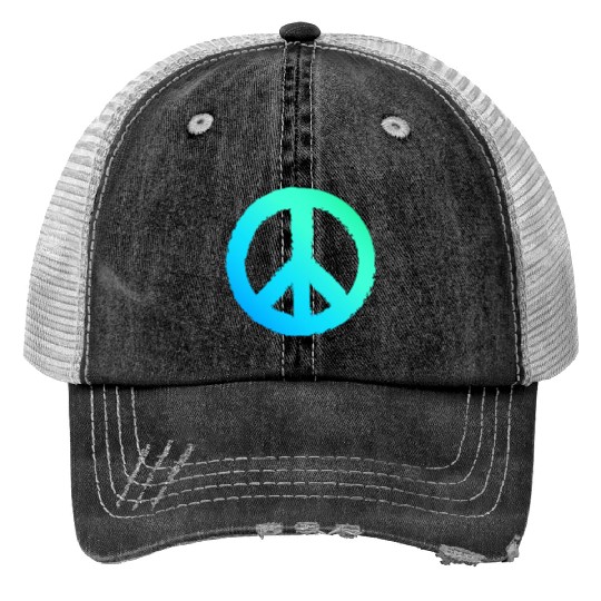 Gradient Peace Symbol Men Peace Sign Print Trucker Hats