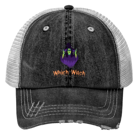Which Witch Print Trucker Hats - Funny Halloween vaction