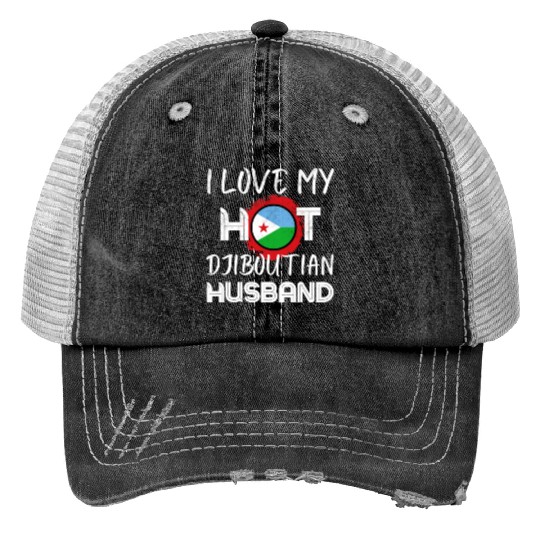 Funny Djiboutian Husband Proud Wife Print Trucker Hats