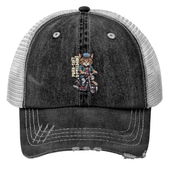 Purrsuit of Freedom! Print Trucker Hats