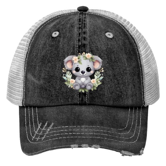 Blossom with Cuteness Print Trucker Hats