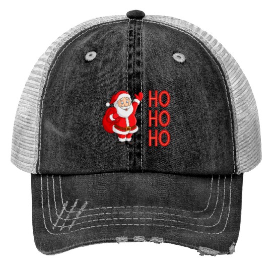 Ho Ho Ho Print Trucker Hats