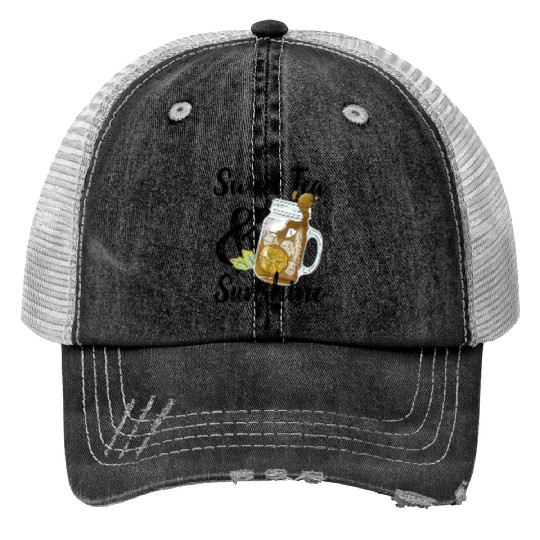 Sweet Tea And Sunshine Print Trucker Hats