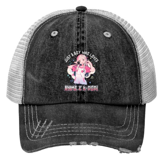 Just a Boy who loves Anime and K-Pop Print Trucker Hats