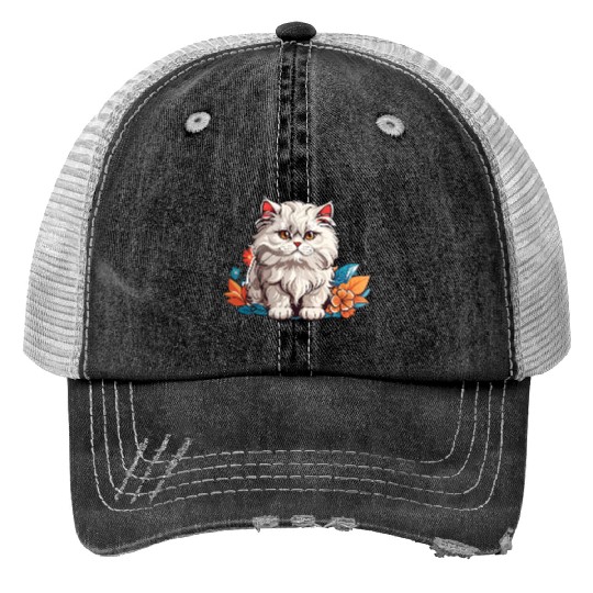 Persian Cat Print Trucker Hats