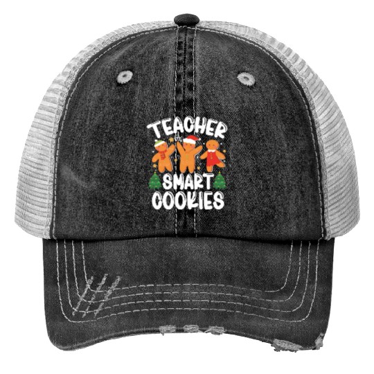 Christmas Teacher Cute Gingerbread Cookies Print Trucker Hats