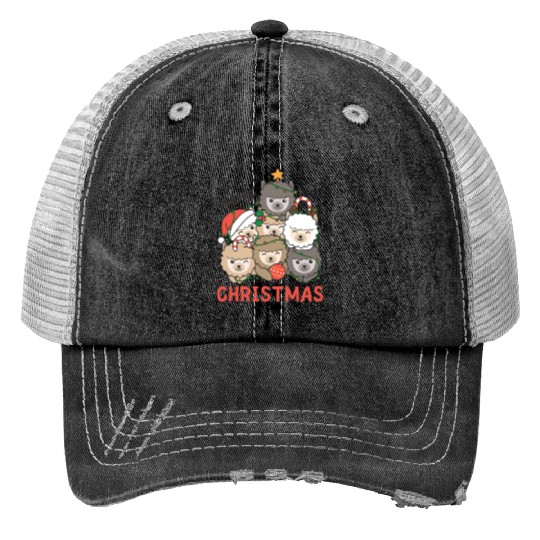 Alpaca Christmas Tree Merry Christmas Print Trucker Hats