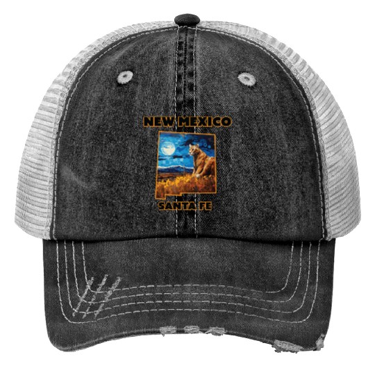 New Mexico - Cougar Print Trucker Hats