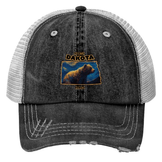 North Dakota - Bear Print Trucker Hats