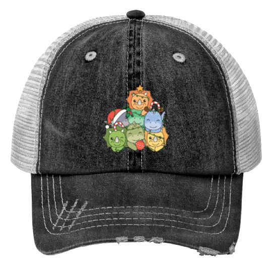 Dinosaur Christmas Tree Funny Animal Print Trucker Hats