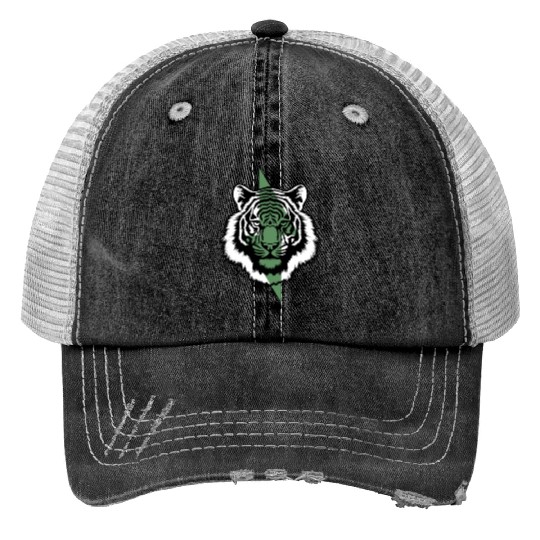 Wild Green Power. Aesthetic tiger with bolt Print Trucker Hats