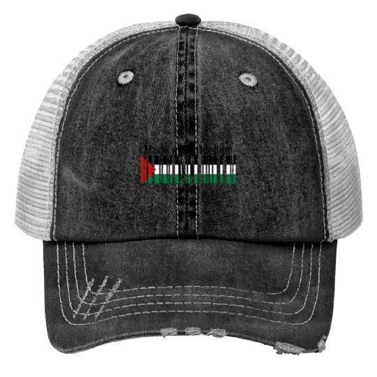 Made in Bethlehem Barcode Palestine Flag for Pales Print Trucker Hats