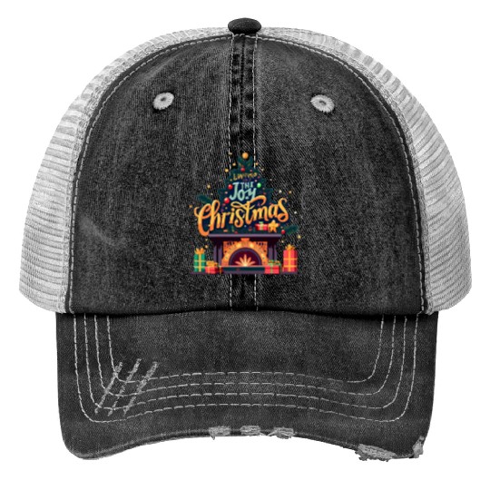 The Joy Christmas Print Trucker Hats