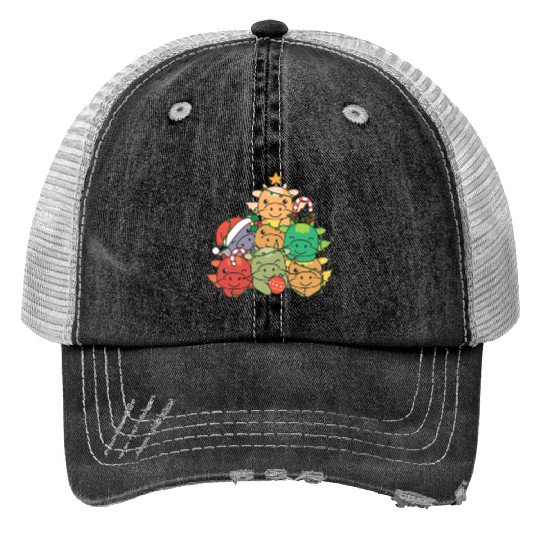 Dragon Christmas Tree Funny Animal Christmas Print Trucker Hats
