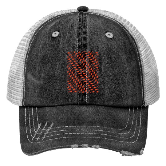 Orange Pattern Print Trucker Hats