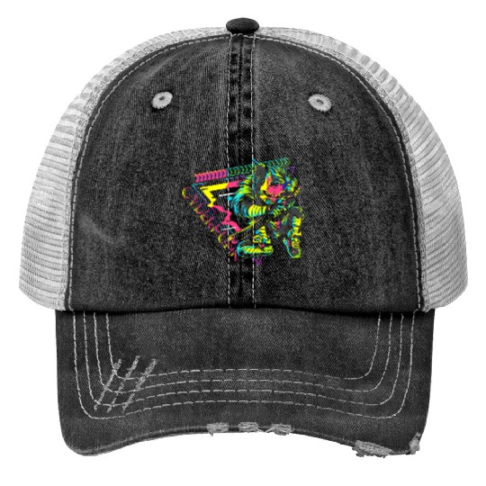 Cyborg Streetwear Japan Scifi Print Trucker Hats