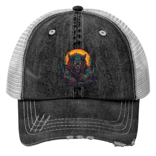 A mythical creature Werewolf Print Trucker Hats