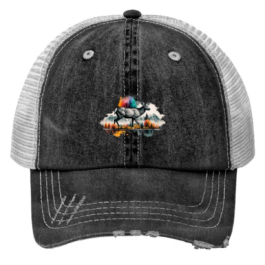 A majestic deer in ink painting style Print Trucker Hats