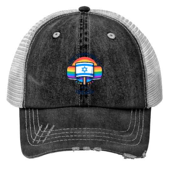 LGBTQ community STANDS WITH ISRAEL Print Trucker Hats