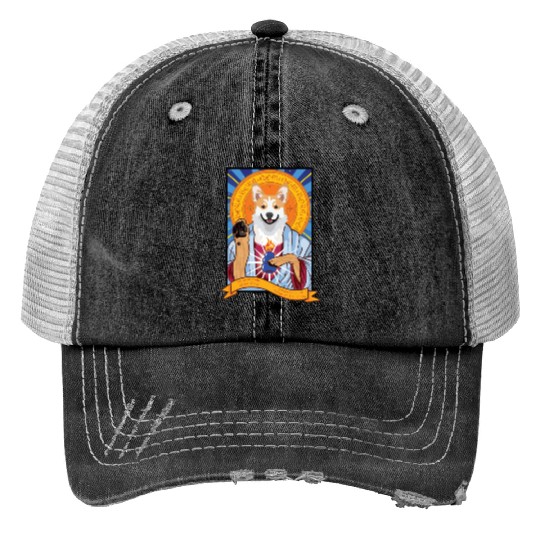 Saint Pembroke Welsh Corgi Print Trucker Hats