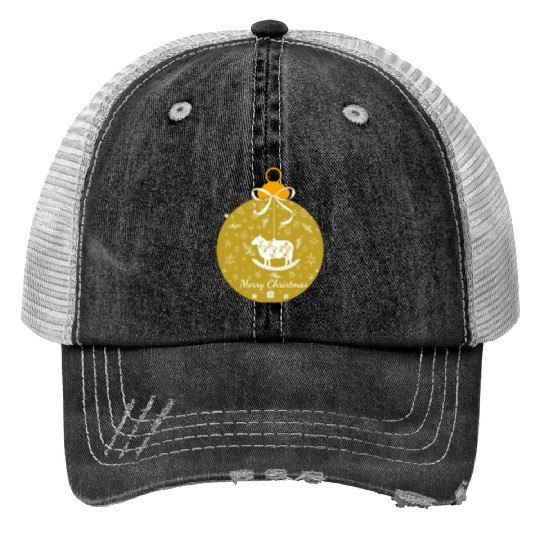Golden Lamb Christmas Ornament Print Trucker Hats