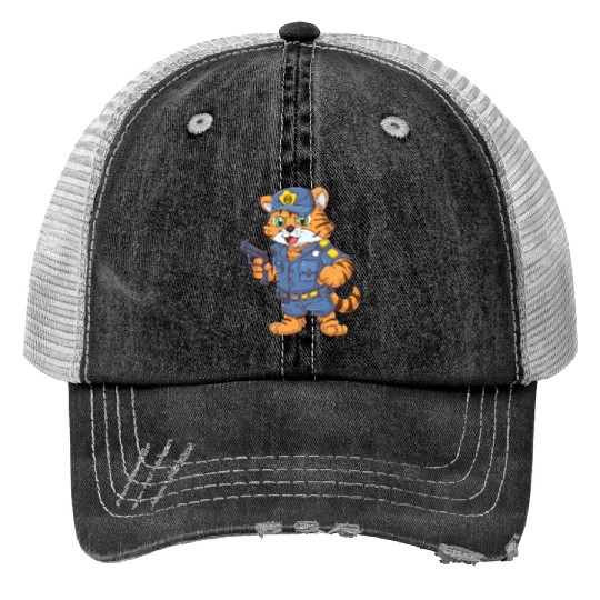 Tiger policeman Print Trucker Hats