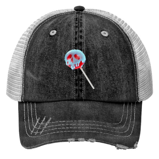 Poison Apple Halloween Candy Lollipop Print Trucker Hats