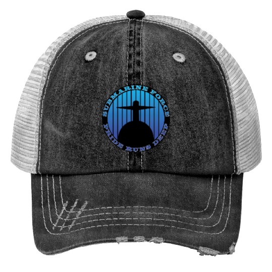 Submarine Force Pride Runs Deep Ocean Blue Print Trucker Hats