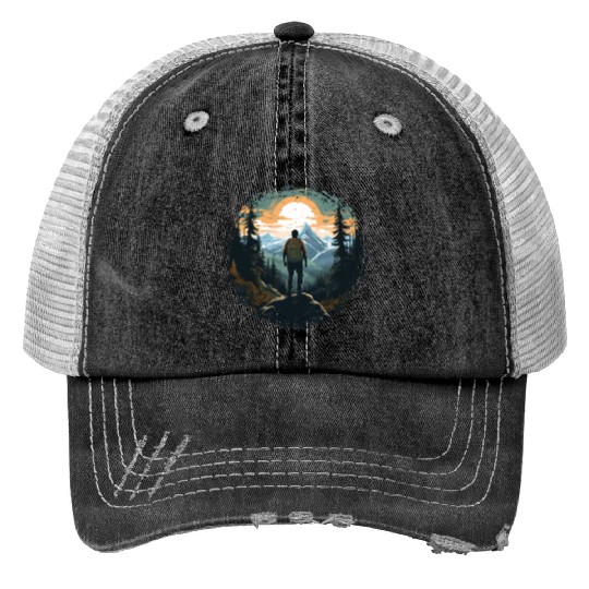 Forest nature trekking adventure Print Trucker Hats