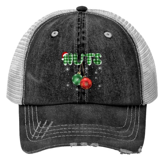 Chest Nuts Christmas Funny Couple Matching Print Trucker Hats