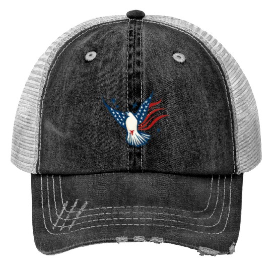 Patriotic Bird Print Trucker Hats