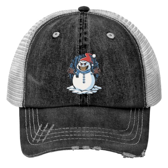 frosty snowman creepy Print Trucker Hats