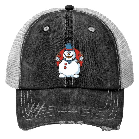 frosty snowman creepy Print Trucker Hats