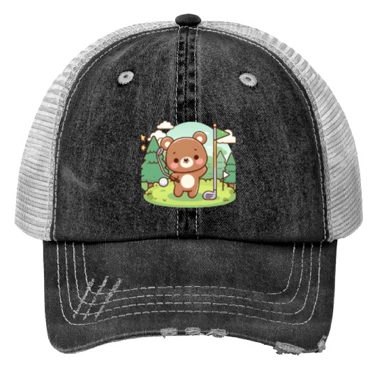 Golfing bears Print Trucker Hats