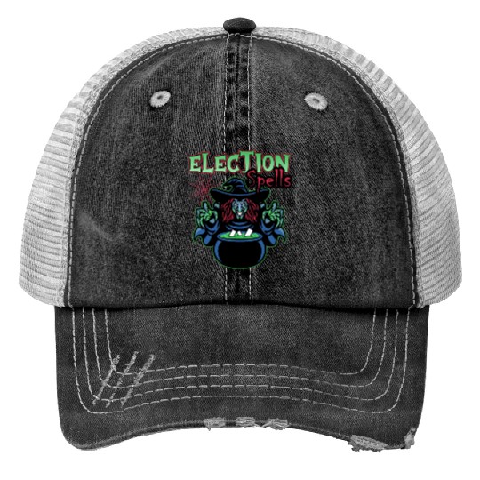 Election Spells Witch Spooky Halloween Meme Voter Print Trucker Hats