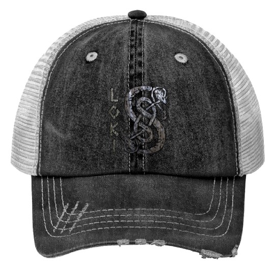 Loki's Symbol The Serpent Print Trucker Hats Thor Mjolnir Valknut
