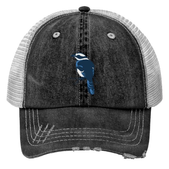 Blue Jay Bird Print Trucker Hats