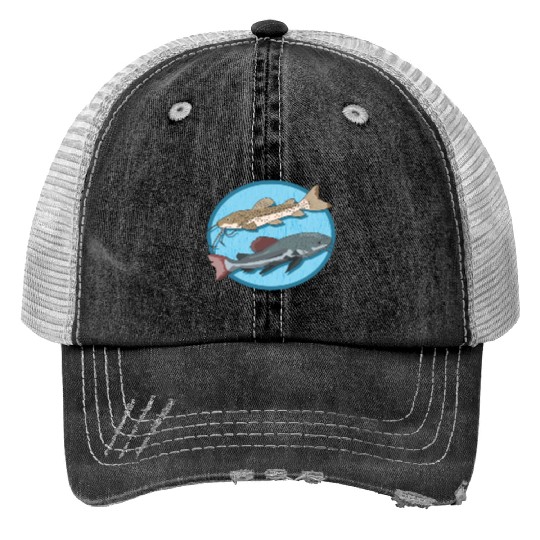 Catfish Fisherman Catfishing Catfishes Print Trucker Hats
