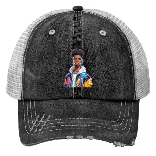 Afro Hip Hop Print Trucker Hats
