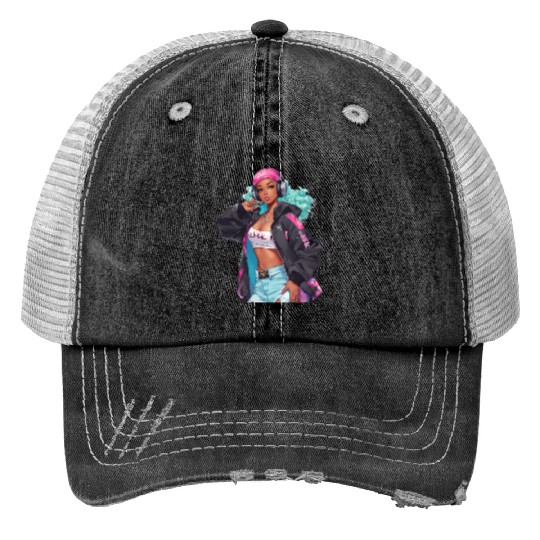 Hip Hop Girl Print Trucker Hats