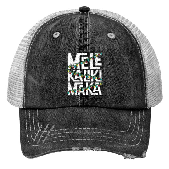 Mele Kalikimaka Hawaiian Christmas Holidays Themed Print Trucker Hats