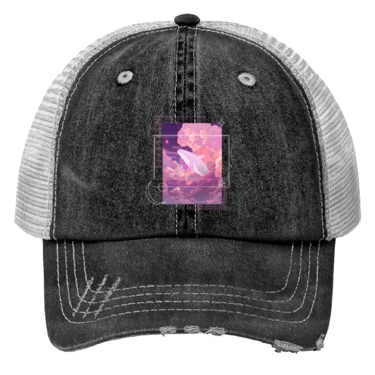 Lofi Japanese Aesthetic Pastel Fantasy Whale In Cl Print Trucker Hats
