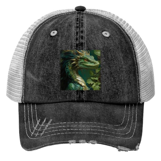 green dragon Print Trucker Hats