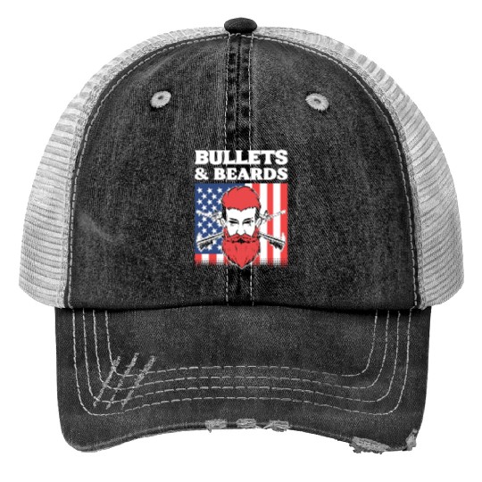 Bullets & Beards Soldier or Army Gift Print Trucker Hats