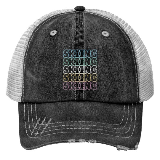 Colourful skiing design, ski lover gift Print Trucker Hats