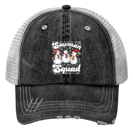 Snowmen Sowman Squad Friends X-Mas Snow Lover Print Trucker Hats