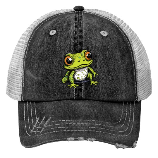 Cute Green Frog Print Trucker Hats