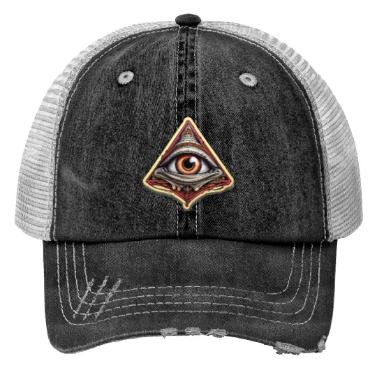 Illuminati one eye symbol of freedom world society Print Trucker Hats